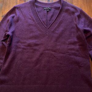 Banana Republic Deep Purple V-Neck Sweater